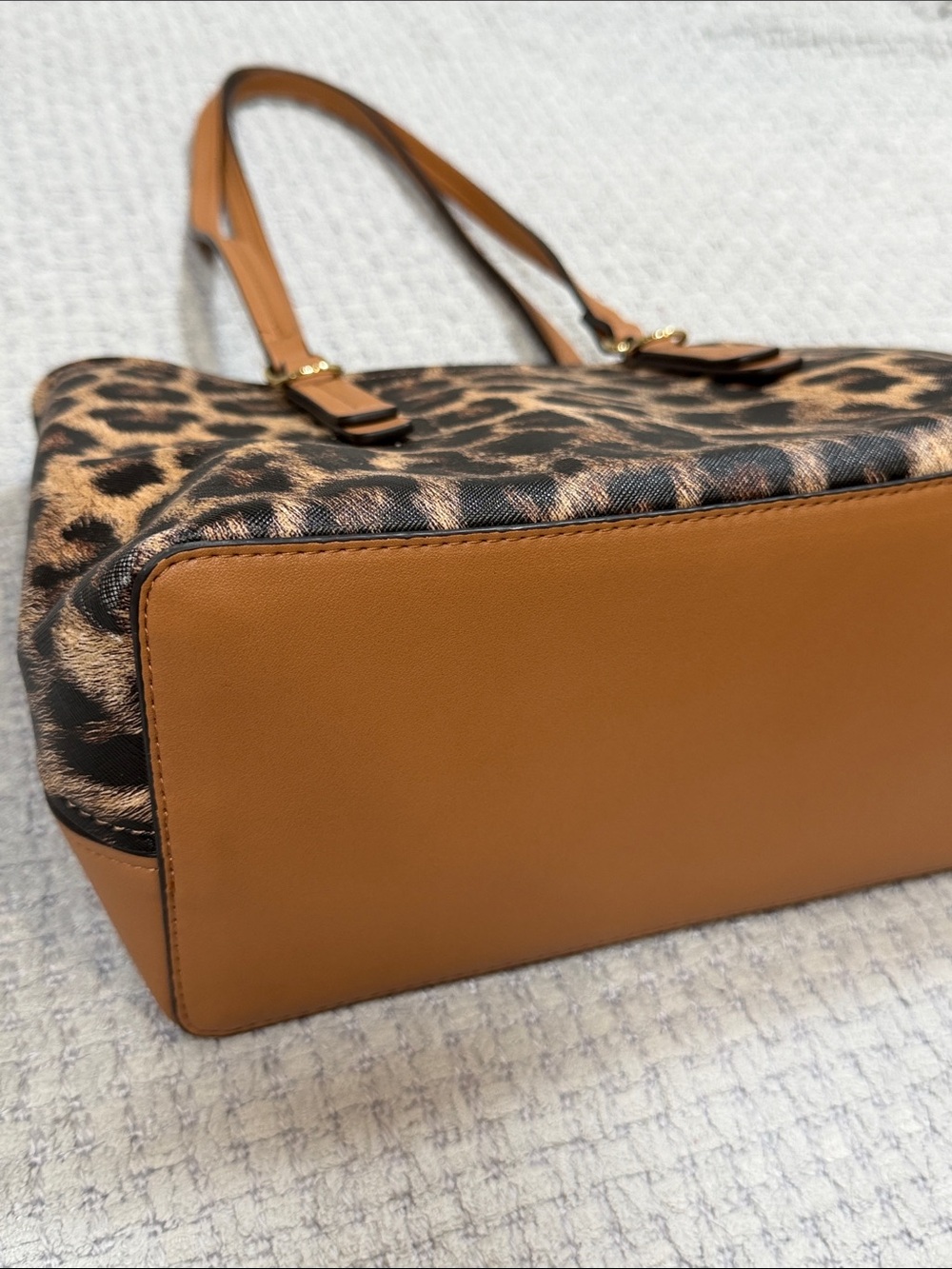 Nanette Lapore Liam Triple Section Shoulder Bag Cheetah Print Tan Vegan Leather - Picture 8 of 14